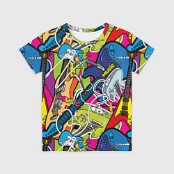 Футболка детская Guitars - pop art pattern, цвет: 3D-принт