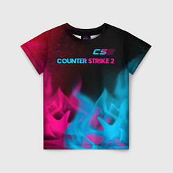 Футболка детская Counter Strike 2 - neon gradient: символ сверху, цвет: 3D-принт