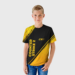 Футболка детская Counter Strike 2 - gold gradient: надпись, символ, цвет: 3D-принт — фото 2
