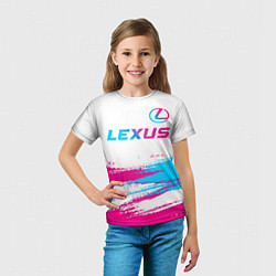 Футболка детская Lexus neon gradient style: символ сверху, цвет: 3D-принт — фото 2