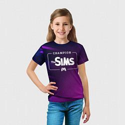Футболка детская The Sims gaming champion: рамка с лого и джойстико, цвет: 3D-принт — фото 2
