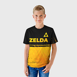 Футболка детская Zelda - gold gradient: символ сверху, цвет: 3D-принт — фото 2