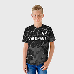 Футболка детская Valorant glitch на темном фоне: символ сверху, цвет: 3D-принт — фото 2