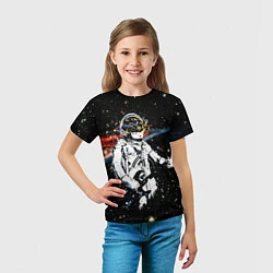 Футболка детская Космонавт играет рок на гитаре, цвет: 3D-принт — фото 2