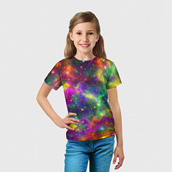 Футболка детская Яркий неоновый космос, цвет: 3D-принт — фото 2