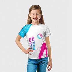 Футболка детская Black Butler neon gradient style: надпись, символ, цвет: 3D-принт — фото 2