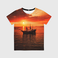 Футболка детская Яхта в вечернем море, цвет: 3D-принт