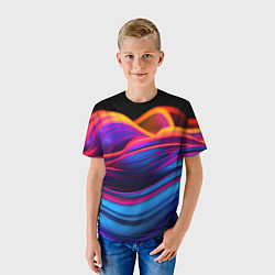 Футболка детская Яркие неоновые волны, цвет: 3D-принт — фото 2