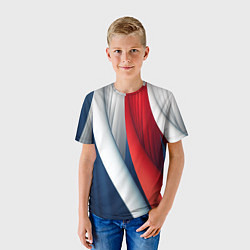 Футболка детская Белая синяя красная абстракция, цвет: 3D-принт — фото 2