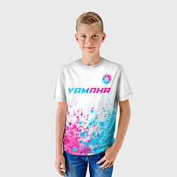 Футболка детская Yamaha neon gradient style: символ сверху, цвет: 3D-принт — фото 2