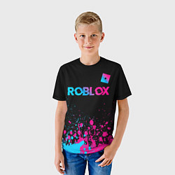 Футболка детская Roblox - neon gradient: символ сверху, цвет: 3D-принт — фото 2