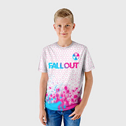 Футболка детская Fallout neon gradient style: символ сверху, цвет: 3D-принт — фото 2
