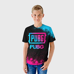 Футболка детская PUBG - neon gradient, цвет: 3D-принт — фото 2