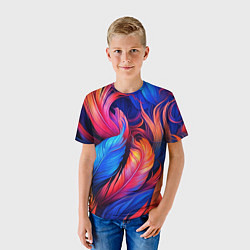 Футболка детская Экзотические перья, цвет: 3D-принт — фото 2