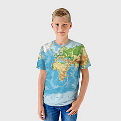 Футболка детская Атлас мира, цвет: 3D-принт — фото 2