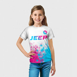 Футболка детская Jeep neon gradient style: символ сверху, цвет: 3D-принт — фото 2