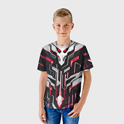Футболка детская Кибер броня красная, цвет: 3D-принт — фото 2