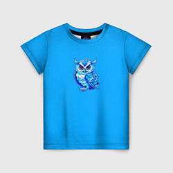 Футболка детская Мультяшная сова голубой, цвет: 3D-принт