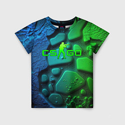Футболка детская CS GO green black abstract, цвет: 3D-принт