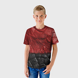 Футболка детская Черная красная текстура, цвет: 3D-принт — фото 2