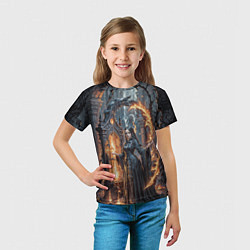 Футболка детская Готическая ведьма и огонь в подземелье, цвет: 3D-принт — фото 2