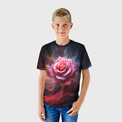 Футболка детская Алая космическая роза - Нейросеть, цвет: 3D-принт — фото 2
