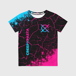 Футболка детская CreepyPasta - neon gradient: надпись, символ, цвет: 3D-принт
