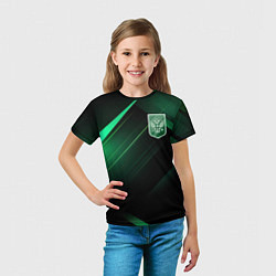 Футболка детская Герб РФ зеленый черный фон, цвет: 3D-принт — фото 2
