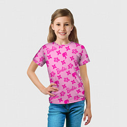 Футболка детская Барби паттерн розовый, цвет: 3D-принт — фото 2