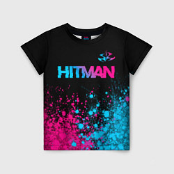 Футболка детская Hitman - neon gradient: символ сверху, цвет: 3D-принт