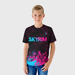 Футболка детская Skyrim - neon gradient: символ сверху, цвет: 3D-принт — фото 2
