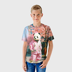 Футболка детская Милая панда в пуховике, цвет: 3D-принт — фото 2