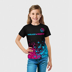 Футболка детская Volkswagen - neon gradient: символ сверху, цвет: 3D-принт — фото 2