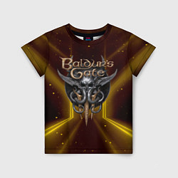 Футболка детская Baldurs Gate 3 logo black gold, цвет: 3D-принт