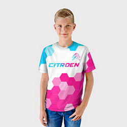 Футболка детская Citroen neon gradient style: символ сверху, цвет: 3D-принт — фото 2