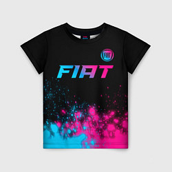 Футболка детская Fiat - neon gradient: символ сверху, цвет: 3D-принт