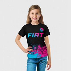 Футболка детская Fiat - neon gradient: символ сверху, цвет: 3D-принт — фото 2
