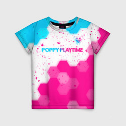 Футболка детская Poppy Playtime neon gradient style: символ сверху, цвет: 3D-принт
