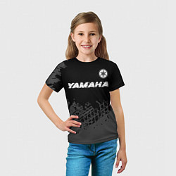 Футболка детская Yamaha speed на темном фоне со следами шин: символ, цвет: 3D-принт — фото 2
