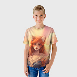 Футболка детская Рыжая девушка лисица, цвет: 3D-принт — фото 2