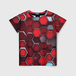 Футболка детская Cyber hexagon red, цвет: 3D-принт