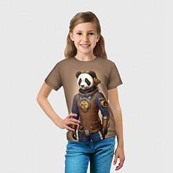 Футболка детская Крутой панда в стиле стимпанк - нейросеть, цвет: 3D-принт — фото 2