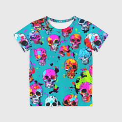 Футболка детская Паттерн из ярких черепов - поп-арт - мода, цвет: 3D-принт