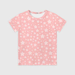 Футболка детская Звёздочки бледно-розовый, цвет: 3D-принт