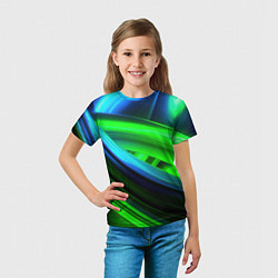 Футболка детская Зеленые абстрактные элементы, цвет: 3D-принт — фото 2