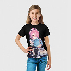 Футболка детская Re: zero - близняшки горничные, цвет: 3D-принт — фото 2