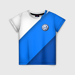 Футболка детская Volkswagen - голубые линии, цвет: 3D-принт