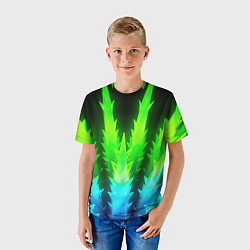 Футболка детская Зеленая неоновая геометрия, цвет: 3D-принт — фото 2