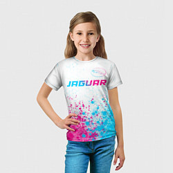 Футболка детская Jaguar neon gradient style: символ сверху, цвет: 3D-принт — фото 2