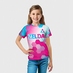 Футболка детская Zelda neon gradient style: символ сверху, цвет: 3D-принт — фото 2